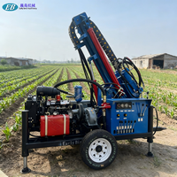 Foreuse hydraulique mobile sur roues pour puits d'eau avec système de forage rotatif et percussif