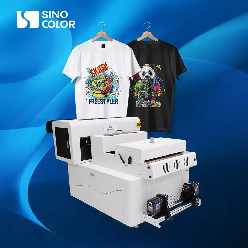 All in One พิมพ์ & ผง i1600 i3200 หัวเรืองแสงเสื้อยืดอัตโนมัติ DTF Transfer เครื่องพิมพ์สําหรับเสื้อผ้า