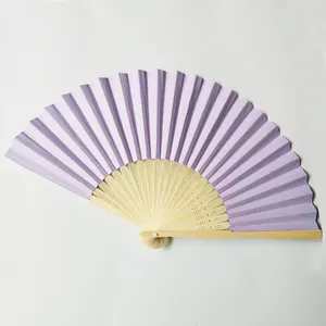 Custom Solid colors wedding decoration bamboo handle paper paddle fan