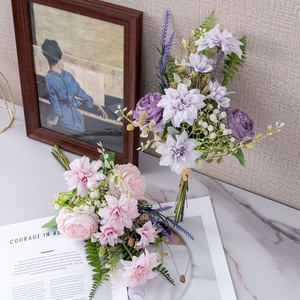 ช่อดอกไม้ประดิษฐ์ CallaFloral กล้วยไม้ กุหลาบ ผ้าพลาสติกถัก ตกแต่งบ้าน อุปกรณ์ประกอบฉากงานแต่งงาน CF02037 - Product Image 1