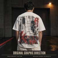 T-shirt imprimé personnalisé en coton épais, coupe décontractée, style streetwear, avec motif vieilli, vente en gros OEM ODM en vrac