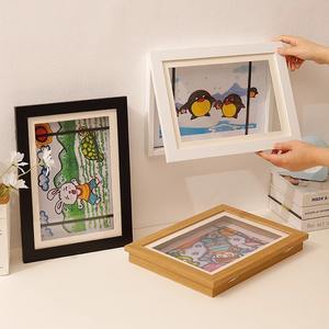 ファッショナブルな手描きの子供のアートワーク磁気フリップカバー木フォトフレーム彼らの興味を表示するため - Product Image 6