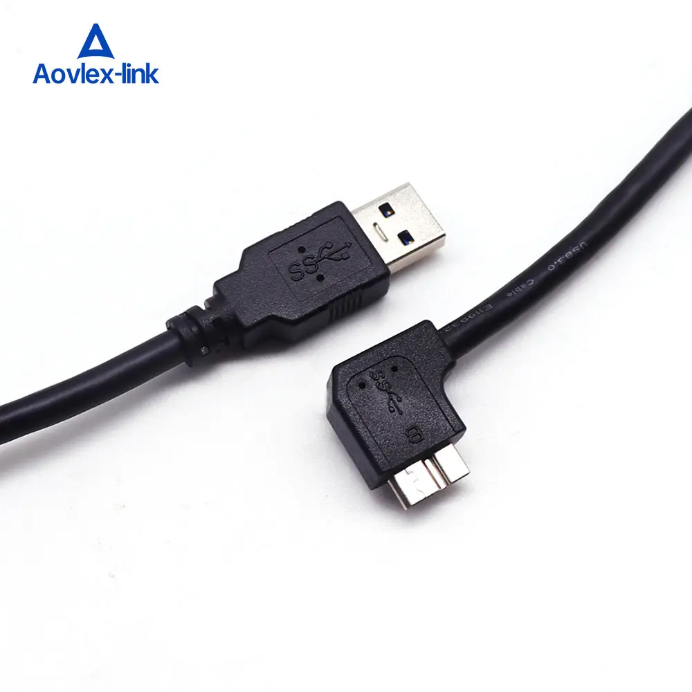 USB 3.0 وذكر ل مايكرو B 90 درجة اليمين بزاوية قرص صلب خارجي كابل