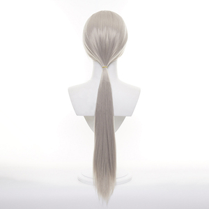 Ainizi - Pelucas de Cosplay de Cola de Caballo Gris Larga y Lisa de 80 cm del Personaje de Chainsaw Man, <span class=keywords><strong>Quanxi</strong></span>, para Niñas - Product Image 5