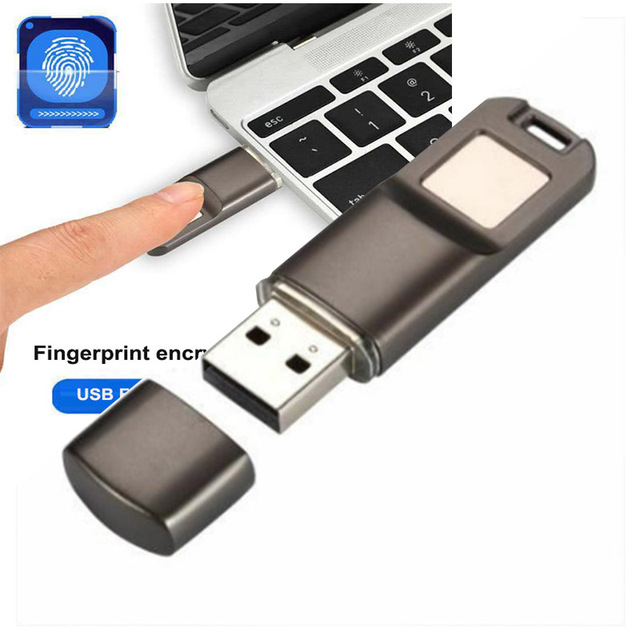 OEM Custom Free Logo Engraving USB 3.0 Flash Drive with Fingerprint Encryption Metal Material in Stock