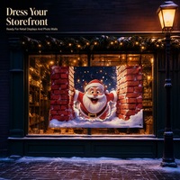 Spanduk Santa Natal Poliester 100D 150x90cm Dinding Bata 3D Malam Berbintang Bendera Gantung dengan Lubang Logam