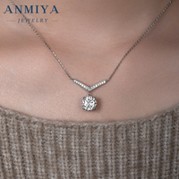 Collar Moderno con Colgante en Forma de V de Plata 925 y Moissanita para Aniversario, Boda, Fiesta, Uso Diario, Regalo de Joyería
