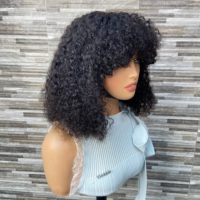 Perruque YWhair en cheveux humains bouclés coupe pixie, fabriquée à la machine, sans lacet, double épaisseur, style bob, en cheveux vierges, pour femmes noires