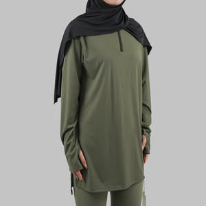 AOLA工場カスタムロゴ生地女性用控えめアクティブウェア長袖セットエレガントで快適なフィットネス長袖イスラム教徒 - Product Image 2