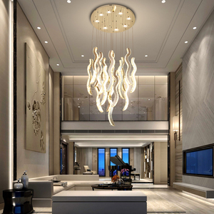 <span class=keywords><strong>Lustre</strong></span> LED suspendu en cristal doré et chromé, <span class=keywords><strong>design</strong></span> moderne, éclairage d'intérieur, luminaire décoratif de plafond, idéal pour un salon ou des escaliers, nouveau modèle, - Product Image 1