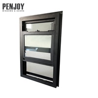 Fenêtre coulissante verticale moderne à rupture de pont thermique en alliage d'aluminium, double/triple vitrage trempé en acier inoxydable pour extérieur