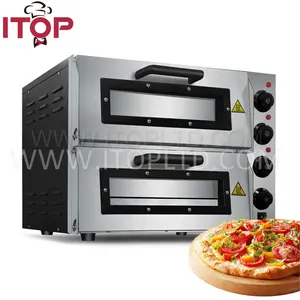 OVEN PIZZA Elektrik 2 Tingkat, Oven Pizza Elektrik Komersial Restoran Digunakan