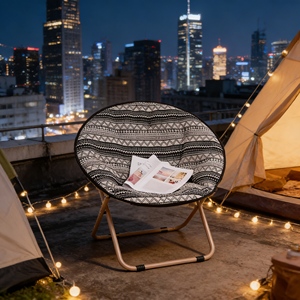 Adjustable Linen Camping Moon <strong>Chair</strong> with Footrest for Ultimate Reclining Experience Outdoor - Product Image 1
