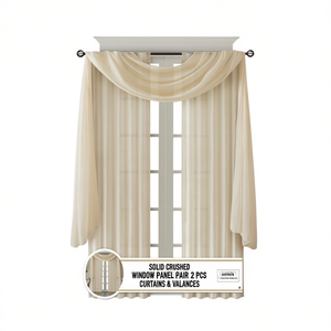 Asnila Par de Cortinas de Panel Sólido con Efecto Arrugado, 2 Piezas, con Cenefas y Ojales para Instalación con Barra, Estilo Clásico para Sala de Estar - Product Image 1