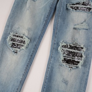 Jean skinny de luxe pour homme, effet déchiré, effet éclaboussures, effet <span class=keywords><strong>peintre</strong></span>, effet usé, avec patchwork - Product Image 5