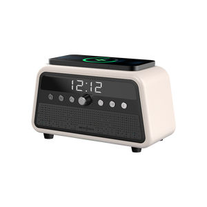 2025 Mới Nhất Đồng Hồ Báo Thức Xách Tay 2400MAh <span class=keywords><strong>Bluetooth</strong></span> Loa Với Âm Thanh Stereo Rõ Ràng Sâu Bass Và Bộ Sạc Không Dây Cho Sử Dụng Trong Nhà - Product Image 1