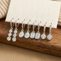 Set di Orecchini a Cerchio Shorea Trendy in Argento Sterling 925 con Moissanite Diamante VVS 0.5 Carati, Taglio a Goccia, Rotondo ed Emerald