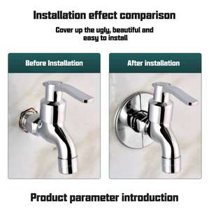 스테인레스 스틸 수도꼭지 앵글 밸브 장식 커버-샤워 장식 커버 & 욕실 및 주방 용 탭 분할 커버 - Product Image 6