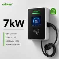 Pengisi Daya EV AC 7kW 14kW Baru GB/T 32A Dual Gun Floor Stand OCPP IP54 EVSE Stasiun Pengisian Daya EV Fase Tunggal untuk Tempat Parkir Mobil