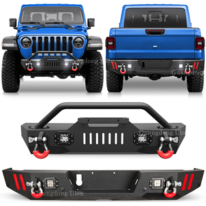 Front and Rear Bumper Compatible with <strong>Jeep</strong> Gladiator JT with D-ring, 144W LED Light Bar and <strong>Winch</strong> Plate for 2020-2024 - Product Image 1