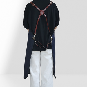 Delantal de trabajo para barista, delantal de mezclilla con bolsillos de cuero, delantal estilo coreano para artistas de uñas, pintores y peluqueros - Product Image 4