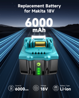 2 pak pengganti 18 Volt alat listrik baterai isi ulang dengan 14.4 v-18 V Port Ganda pengisi daya untuk Makita BL1815 BL1850B BL1830