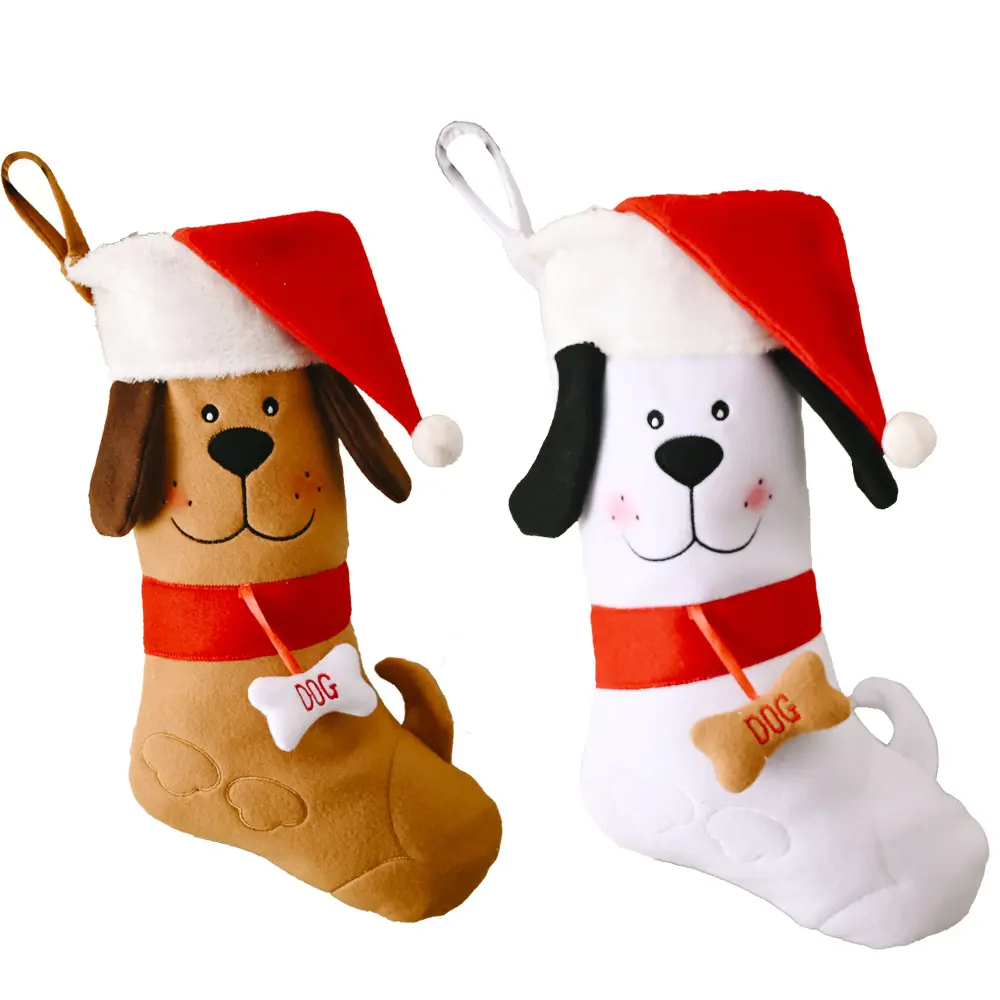 Calze di natale di spedizione gratuita creative new pet stocking gift bag Christmas Pet Dog Bone Gift Socks per decorazioni natalizie