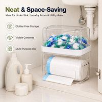 Distributeur de sacs poubelles 3-en-1, support pour dosettes de lave-vaisselle, couvercle anti-humidité, en plastique, organisateur d'évier moderne non pliable, pour buanderie