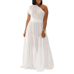 ชุดแม็กซี่เดรสแฟชั่นสำหรับผู้หญิงชุดเดรสเปิดไหล่ไม่มีสายผูกเชือก - Product Image 5