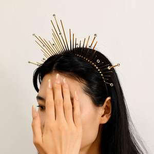 <span class=keywords><strong>Serre</strong></span>-têtes en <span class=keywords><strong>métal</strong></span> style bohème vintage éco-responsables pour femmes, costume de déesse du soleil pour Halloween, pour fêtes costumées - Product Image 3