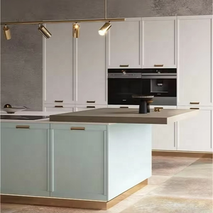 2025 Style européen en bois massif armoires de cuisine ensemble de luxe modulaire <span class=keywords><strong>placard</strong></span> PVC <span class=keywords><strong>porte</strong></span> panneau évier accessoire pas cher moderne meubles - Product Image 1