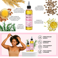 Huile capillaire personnalisée avec logo pour tous types de cheveux, à l'huile de romarin, à l'huile de ricin et à l'huile de nigelle, nourrissante et stimulante pour la croissance des cheveux