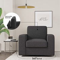 Fauteuil d'appoint pivotant convertible extra large avec housse en coton écologique imperméable et pieds en métal durables - Design moderne pour salle à manger
