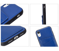 Étui de téléphone en cuir véritable avec fente pour cartes pour iPhone XR, logo personnalisé, vente en gros