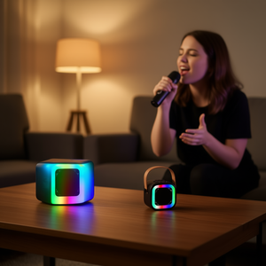 Altavoz Bluetooth Cubo LED RGB Cubik con Micrófono Inalámbrico, Sistema de Karaoke, Audio Portátil con Asa de Transporte - Product Image 2
