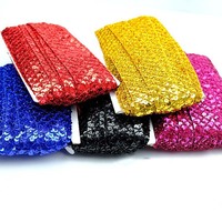 3.5cm bricolage accessoires de vêtement 5 rangées paillettes pour animaux de compagnie sangle non élastique dentelle ruban tricoté couture Textile Costume perlé dentelle garnitures