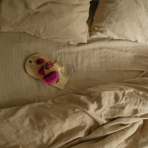 <strong>Beige</strong> Color Stonewashed 100% Pure Linen <strong>Bedding</strong> <strong>Set</strong> Sheet <strong>Set</strong> with 1 Flat Sheet 1 Fitted Sheet 2 Pillowcases - Product Image 3