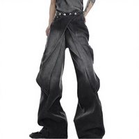 Jean délavé déstructuré pour homme, coupe ample Y2K, jambe large, style streetwear