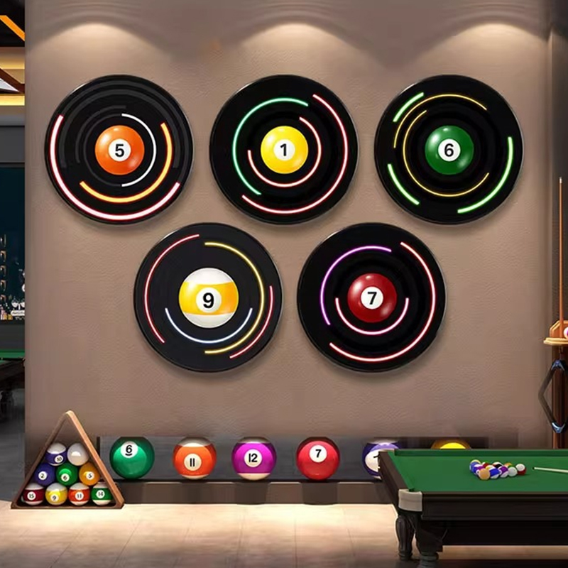 Customized Black Eight Neon LED Batten for Billiards Hall Luminous Decorative Light for Club & Billiards Room