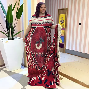 Robe longue décontractée pour femme, style ethnique africain, respirante, à manches courtes, imprimée, en polyester, grande taille, collection été 2025 - Product Image 2