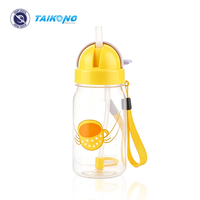 Bouteille d'eau en plastique mignonne à motif de dessin animé, facile à nettoyer, anti-fuite, avec couvercle à paille, pour étudiants