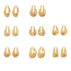 E-1069 Xuping铜合金女士新款珠宝2020，非洲圈形耳环镀金