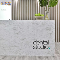 Bureau de réception pour le bureau dentaire, Design moderne, meilleure qualité, Logo personnalisé en forme de L, bureau de réception en marbre pour les dentistes
