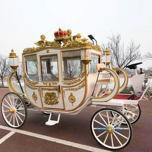 Chariot de Mariage de Luxe en Forme de Cheval Blanc, Chariot Royal en Forme de Citrouille à 4 Roues Électrique Traîné par des Chevaux à Vendre - Product Image 2