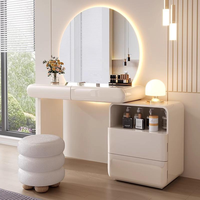 Table de Maquillage Moderne de Luxe avec Éclairage Réglable, en Bois Massif Blanc et Noir, pour Chambre à Coucher, Meuble de Maison, Vente Chaude