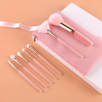 Set di pennelli per fondotinta in cristallo con diamante con borsa in PU pennelli per trucco manico glitterato dorato rosa 10 pezzi trucco da donna in capelli sintetici