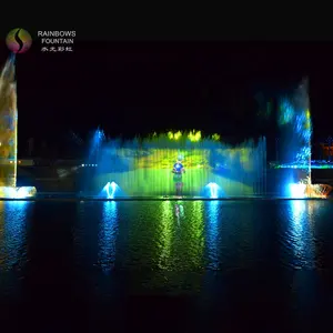 Projet de projection 3D multimédia personnalisé, spectacle de fontaine à écran d'eau dansant de musique sur la rivière