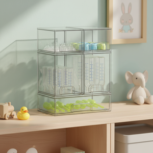 Organisateur de biberons <span class=keywords><strong>en</strong></span> plastique PP, empilable, tiroirs transparents, pour comptoir, coiffeuse, bureau, design moderne et écologique - Product Image 4