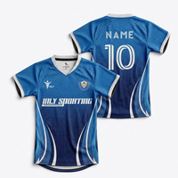 Camisetas de Fútbol Personalizadas para Clubes Deportivos, Uniformes Transpirables para Entrenamiento, Camiseta de Fútbol Azul Vintage