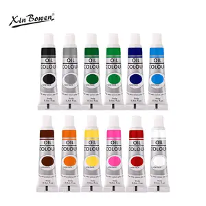 Xin Bowen cat minyak 12 warna anak-anak, cat jari bentuk tetesan gaya baru untuk melukis Diy 12ml
